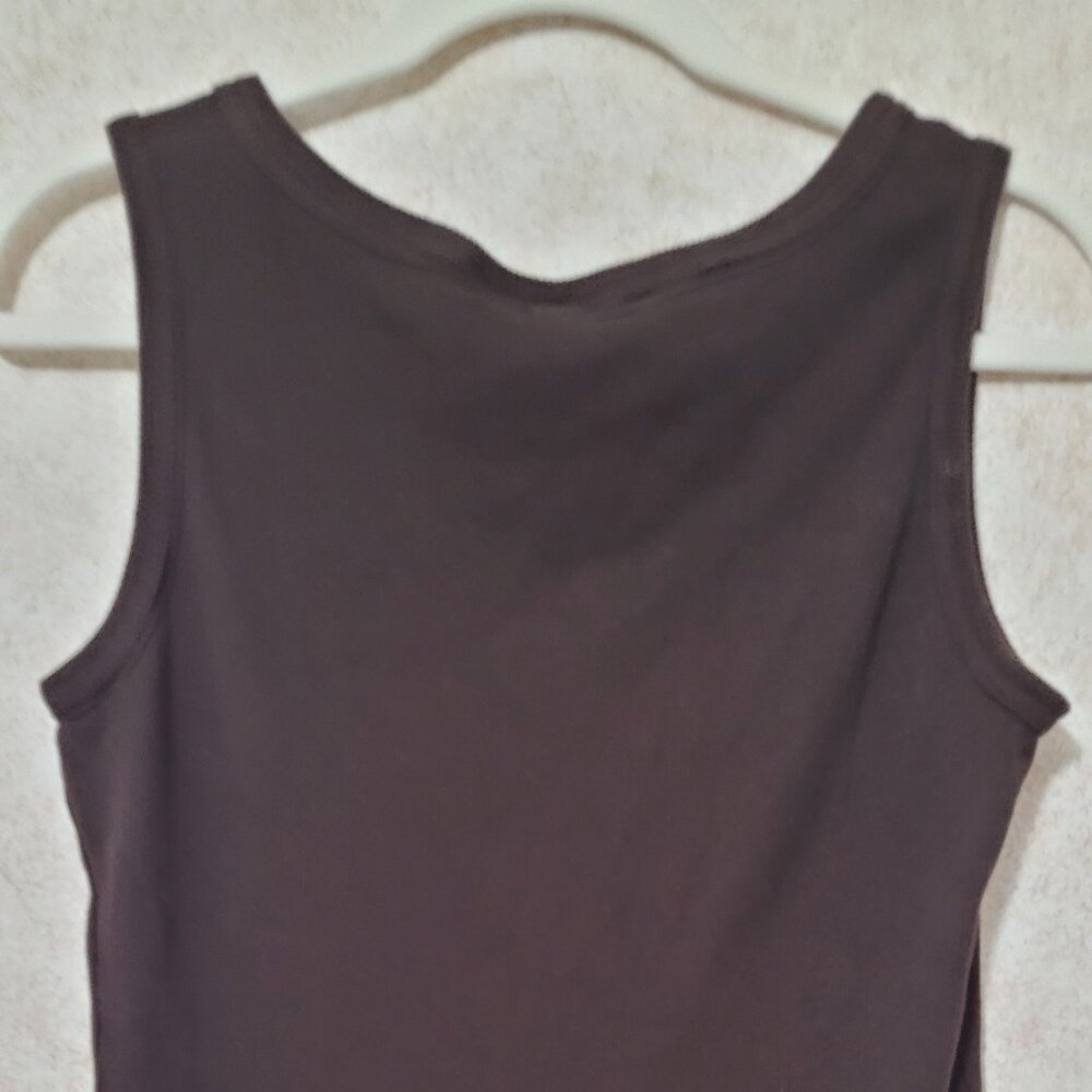 Brown Ribbed Tank Top Embellished Mounain Lake Womens Size L - Picture 6 of 11